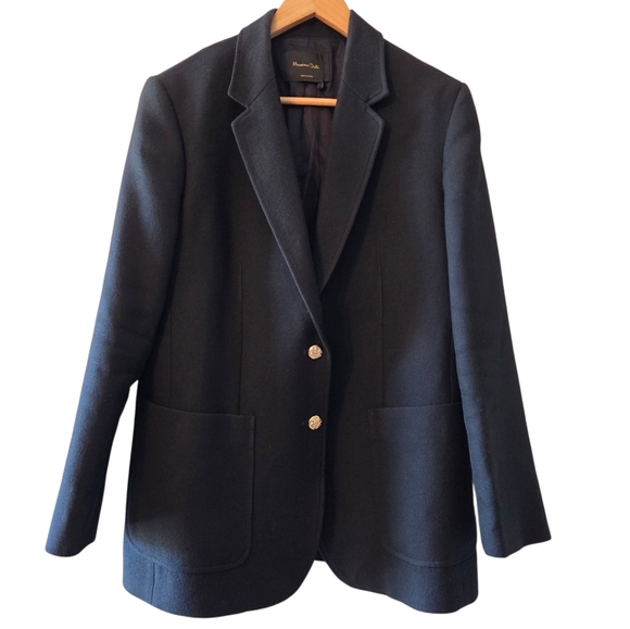 Massimo Dutti Wool Blended Women's Gold Button Professional Blazer Jacket Sz 10 - Picture 2 of 14